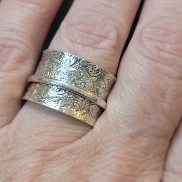 925 Sterling silver spinner/fidget ring size 10 New - Picture 1 of 4